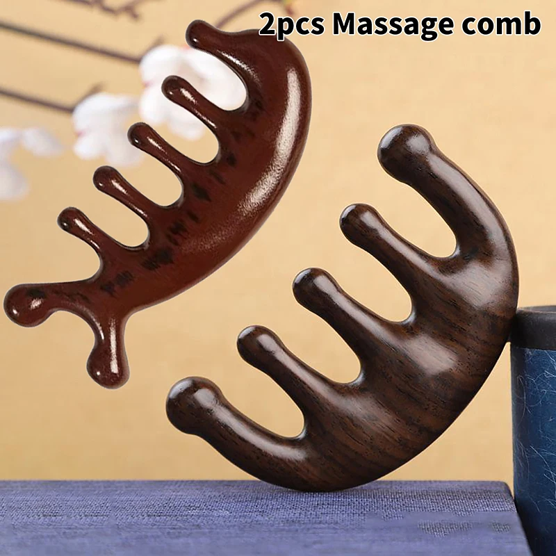 

Женская Массажная расческа из сандалового дерева с пятью широкими зубьями, китайская медицина, TCM терапия, циркуляция крови, гладкая, против выпадения волос