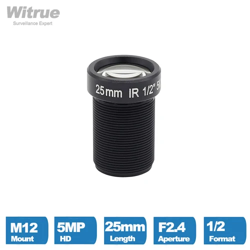 Witrue CCTV 카메라 렌즈, 보안 IP 카메라 옵션, 5 메가 픽셀 M12 X P0.5 마운트, 1/2.5 인치 F2.0 12mm 16mm 25mm 4