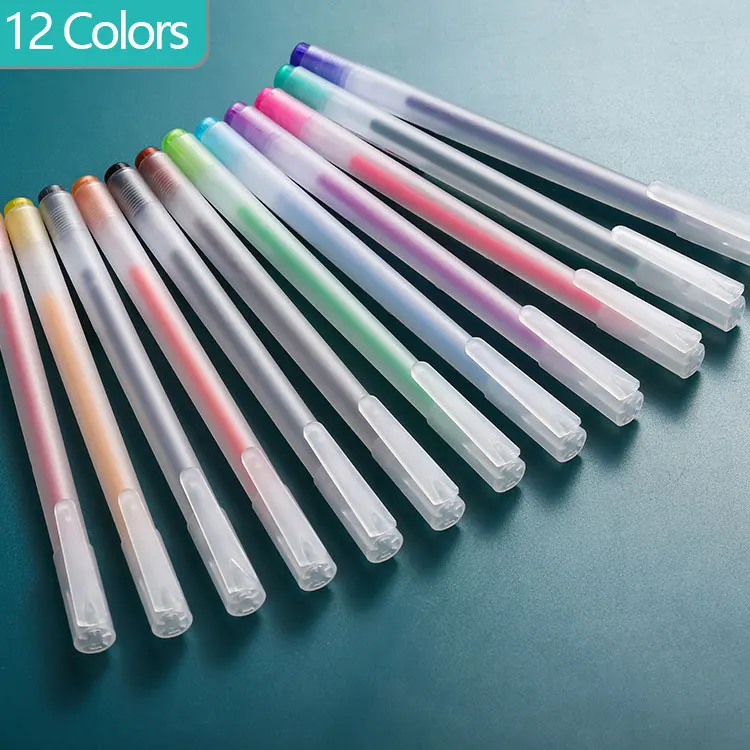 12 Color Kawaii Pen 12 Colored Gel pens Set 0.5 mm Ballpoint Pen for  Journal Cute Japanese Stationary School Supplies - AliExpress