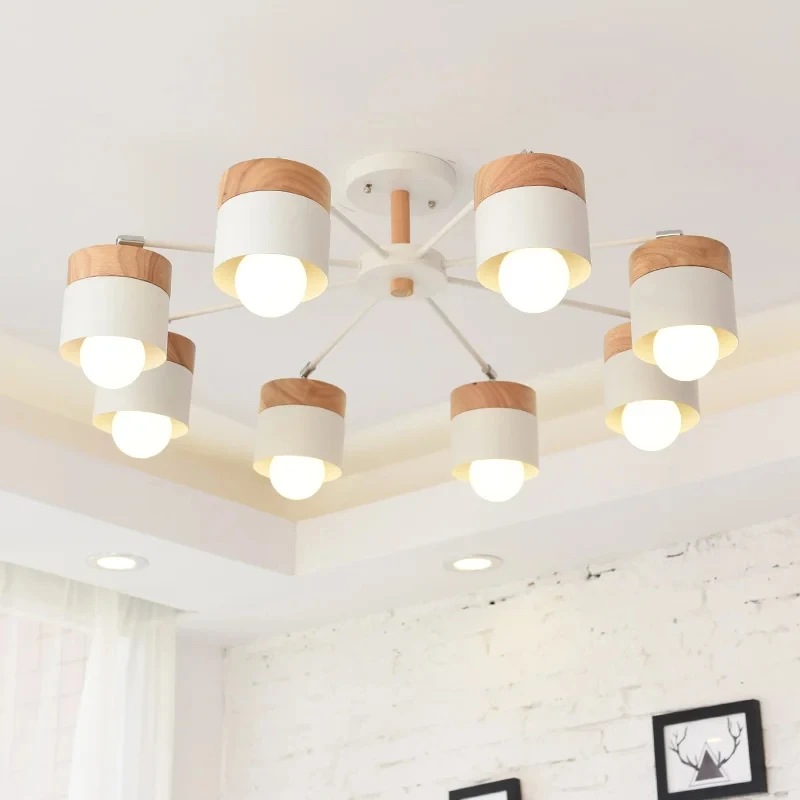 

Nordic Wooden Iron Ceiling Lights Simple White Ceiling Lamp for Study Room Living Room Foyer Restaurant Coffee Led Lamp Lighting