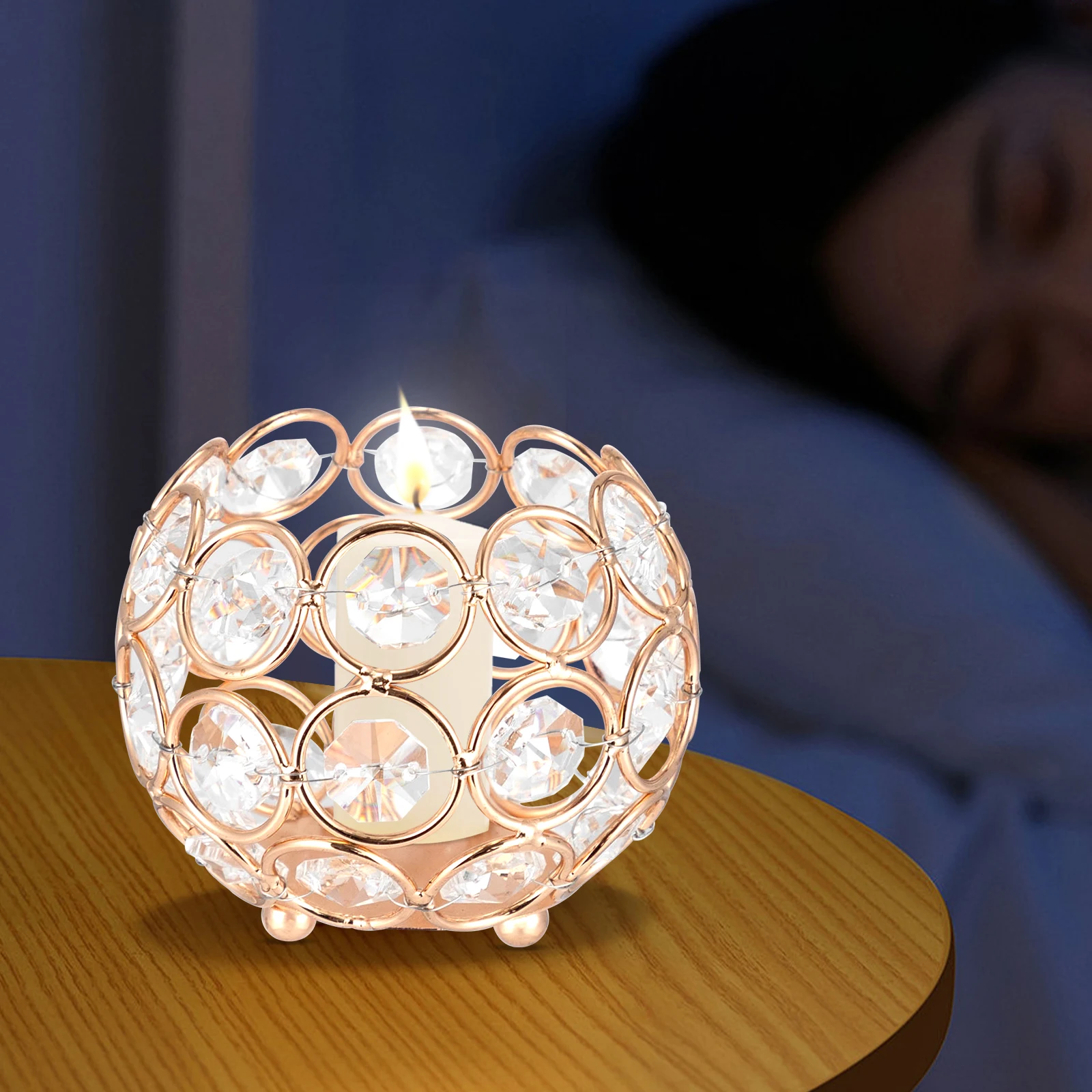 Tabletop Candle Holder Chic Home Decorative Crystal Candle Holder Classic Backyard Bar Bed Room Decor Accessories