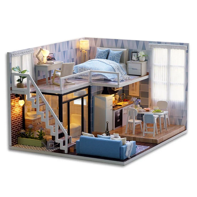 

DIY Doll house Wooden Dollhouses Miniature Dollhouse Furniture Kit With Led Toys For Children Christmas Gift doll miniature