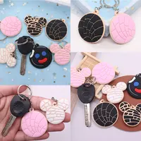 New Arrival 1pcs Miniso Cartoon Disney Mickey Head Shape PVC Keyrings Decoration Key Holder Soft Keychain Ornament Home Supplies 2