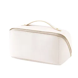Customized Waterproof Cosmetic Bag, Portable PU Makeup Pouch with Name, Ideal Bridesmaid Gift - Gold Glitter Text (White)