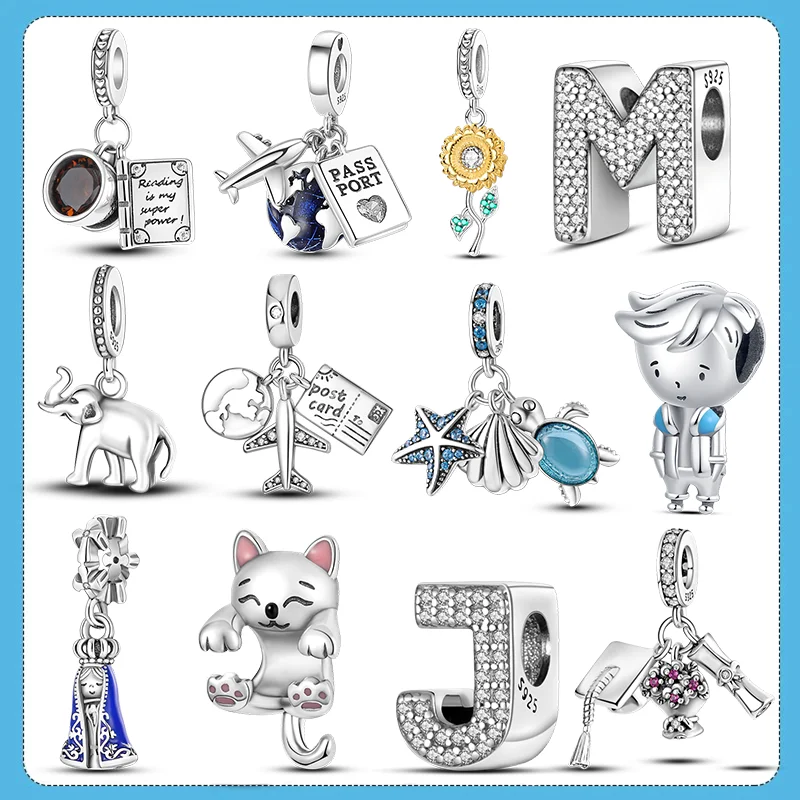 925 Silber Flugzeug Reise Abschluss Charm Mama Liebe Engel Perlen passend für Original Charm Armband Schmuckherstellung DIY Geschenk