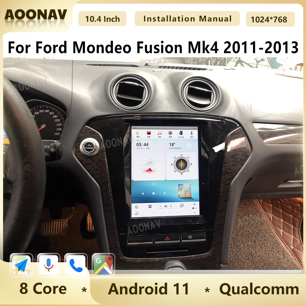 

Автомобильный радиоприемник 10,4 дюйма для Ford Mondeo Fusion Mk4 2011 2012 2013 Android 11 Qualcomm мультимедийный плеер GPS-навигация Carplay Unit