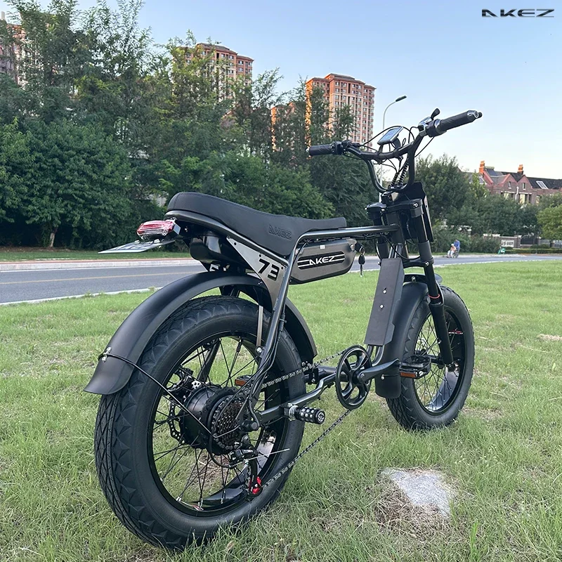 AKEZ Electric Bike Adults 20" Fat Tire 750W Motor Ebike Electric Mountain Snow Bike 48V 13AH Battery Front Fork Suspension