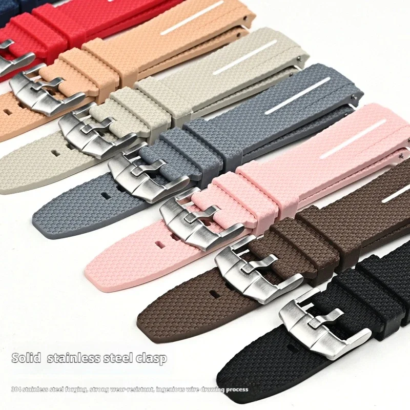 Curved End Silicone Quick Release Watch Band - 20mm Rubber Strap