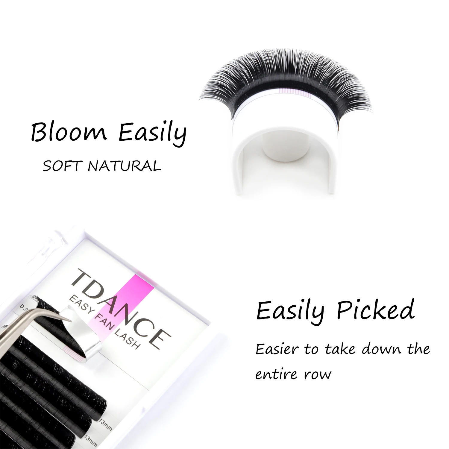 TDANCE Easy Fan Lashes Faux Mink Eyelash Extension Fast Bloom Austomatic Flowering Self-Making Volume Soft Natural Makeup Beauty 2