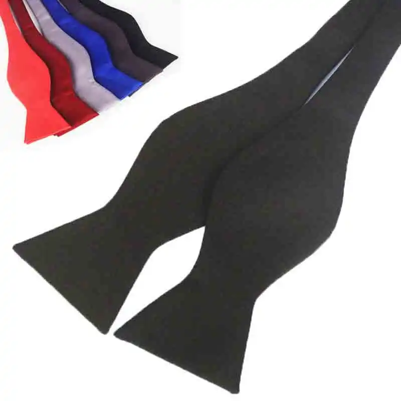 1Pc Men Silk Satin Plain Solid Black Bow Tie Formal Wedding Bowtie Necktie Ties Gentle Italian Satin Solid Color Fashion Bow Tie