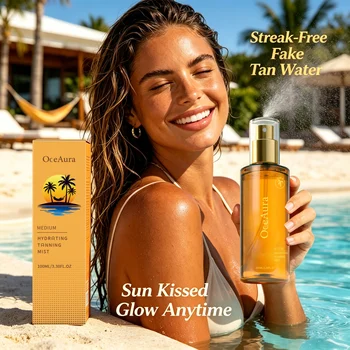 Hydrating Self Tanner Mist Sunless Tanning Spray Medium Bronze Glow Body Bronzer Water Natural Fake Tan Mist Long Lasting