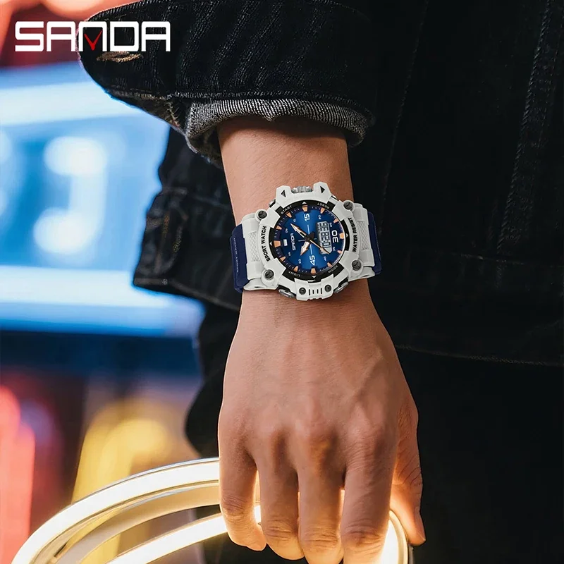 Sanda G Style Outdoor Military Sports Men's Watch Multifunctional Waterproof Led Fashion Men's Electronic Wristwatch Alarm Clock, Alina Gadgets
