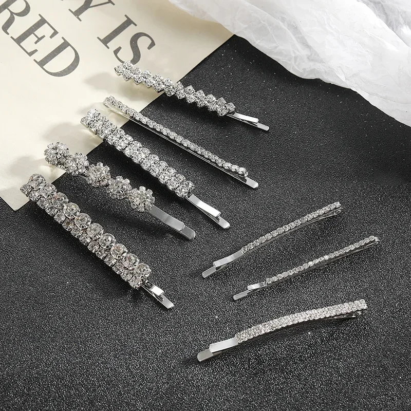 Shiny Rhinestone Hair Clips for Women - Fashion Gold & Silver Metal Hairpins, Elegant Hair Accessories Jewelry Gift