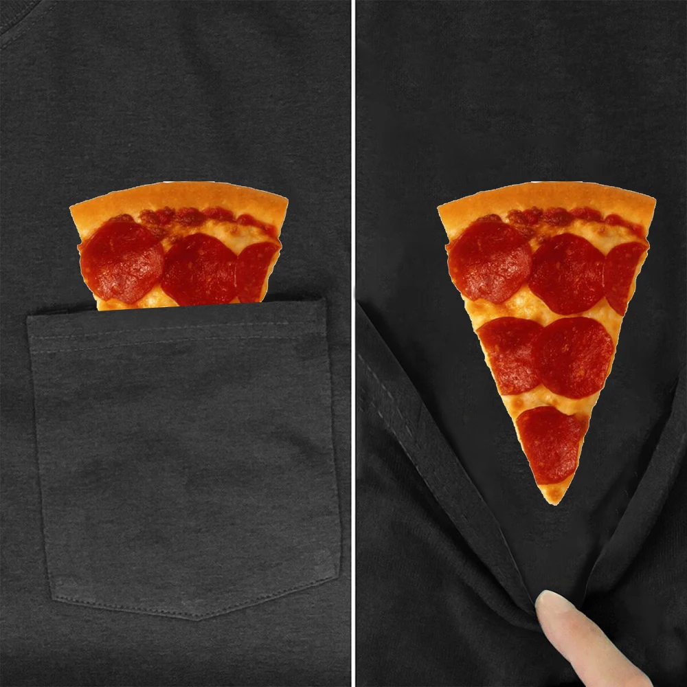 Cilocl T-Shirt Tascabile Stampata Pizza Tasty Food Graphic Pullover Manica Corta Top Drop Shipping Camicie Nere In Cotone Da Uomo