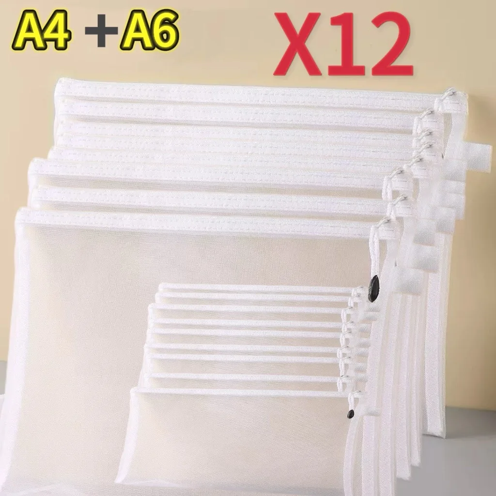 Set of 1-12 Waterproof Mesh Zipper Pouches