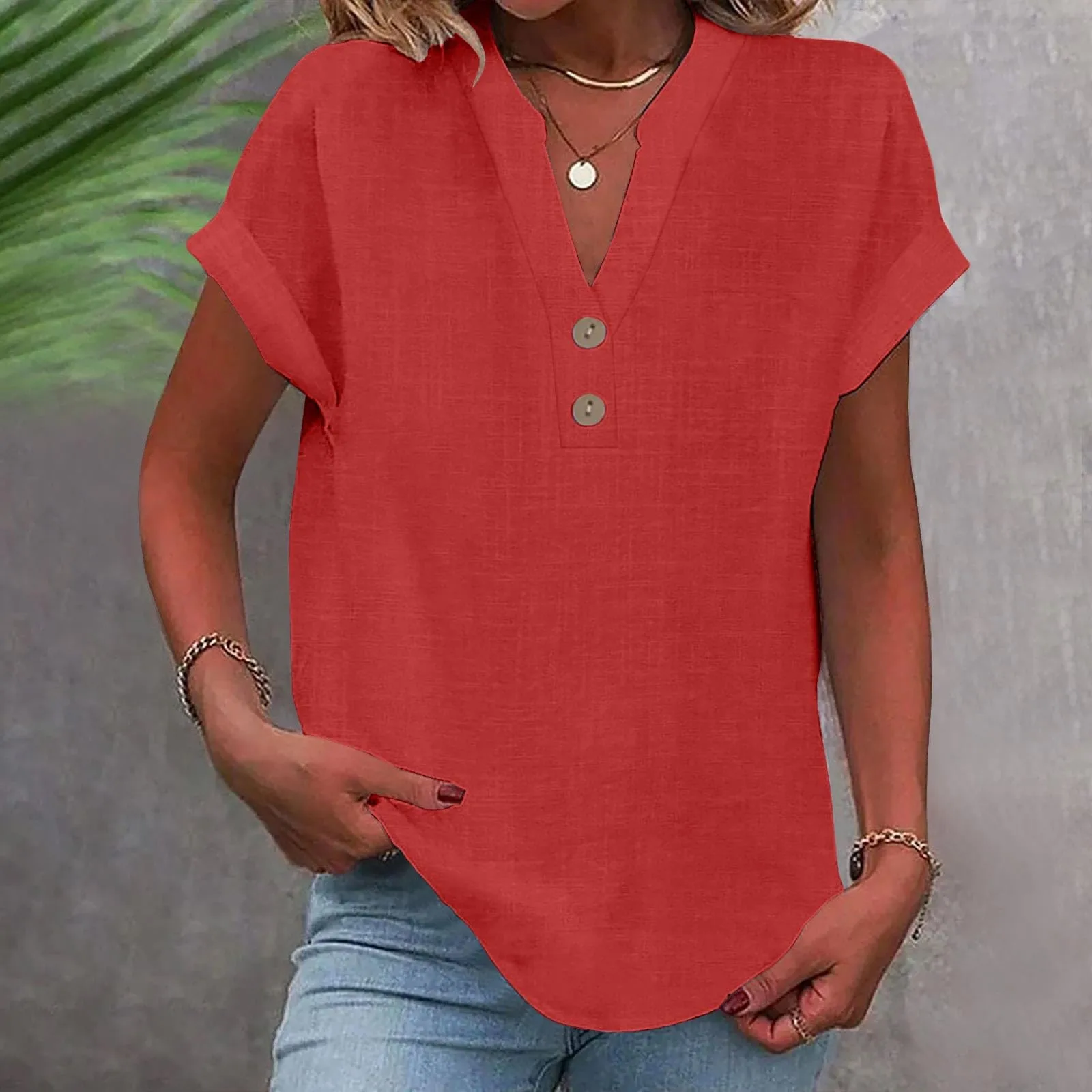 Onsoyours Magliette Donna Pizzo Eleganti Scollo A V Manica Corta