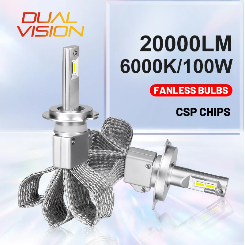 

Светодиодные фары H7 H4 H11 H1 HB3 9005 HB4 9006 H8 H9, автомобильные фары 100 лм, турбо DC 12 В Вт, без вентилятора, медная полоса, Ближний/Дальний свет