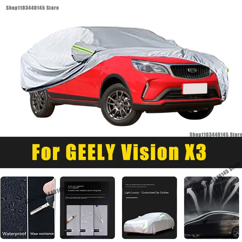 

Full Car Covers Outdoor Sun UV Protection Dust Rain Snow Oxford cover Protective For GEELY Vision X3 Accessories