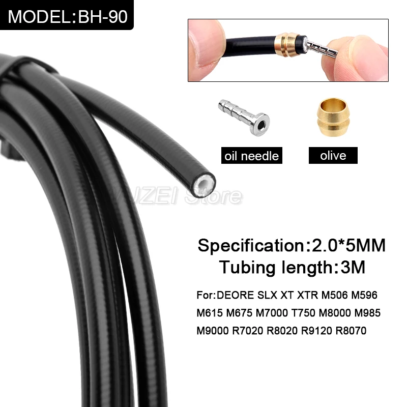Hydraulic Disc Brake Cable 3M BH59 BH90 For Shimano DEORE XT SLX XTR Series Brakes MT200 M395 M375 Bicycle Brake Hose Olive Set mountain bicycle disc brake,bicycle disc brake,mountain bike disc brake,bicycle brake cable,bicycle brake olives