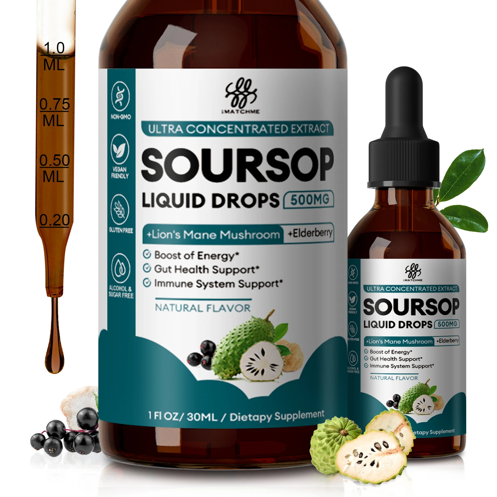 Strength Organic Soursop Drops, Hoja de Guanabana for Immune Boost & Strong Cell Regeneration, Gut Health, Non GMO