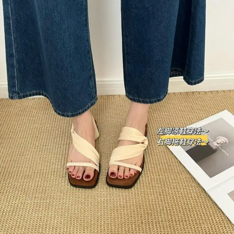 2025 Women's Slippers Elegant Mid Heels Shoes Summer New Fashion Heeled Sandals Woman Pumps Designer Walking Sandalias De Mujer - Image 3