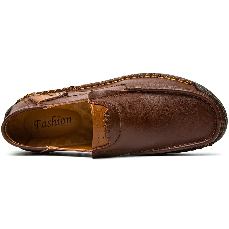 Handmade Leather Men Shoes Men Flats Hot Sale Moccasins Walking Shoes Casual Comfortable Loafers Slip On Leather Man