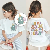 Personalised Girls Birthday Shirt Custom Name Kids 1-9 Year Birthday Party Outfit Child Short Sleeve T-shirt Girl Retro Tee Tops 1