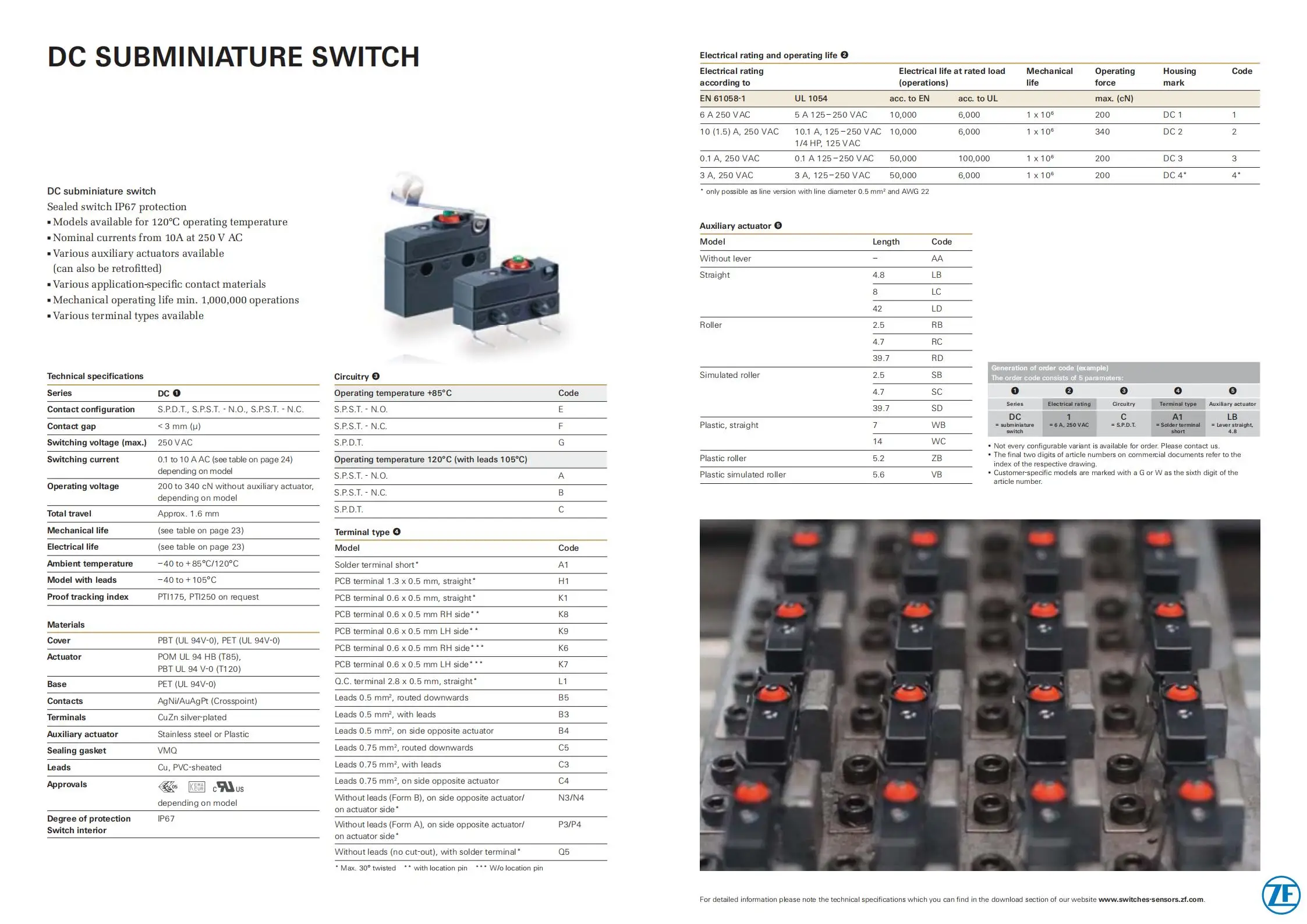 Neue Authentische Original ZF Mikroschalter DB2C-A1AA/A1LA/A1RB DC2C-A1AA/A1LA/A1RB/A1LC 10A 250V 3-PIN Mikroschalter für Elektronik – Detail 2