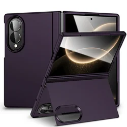 Shockproof Matte Folding Phone Case Cover with Hard PC Bracket for Galaxy Z Fold 8 Wide (PURPLE)