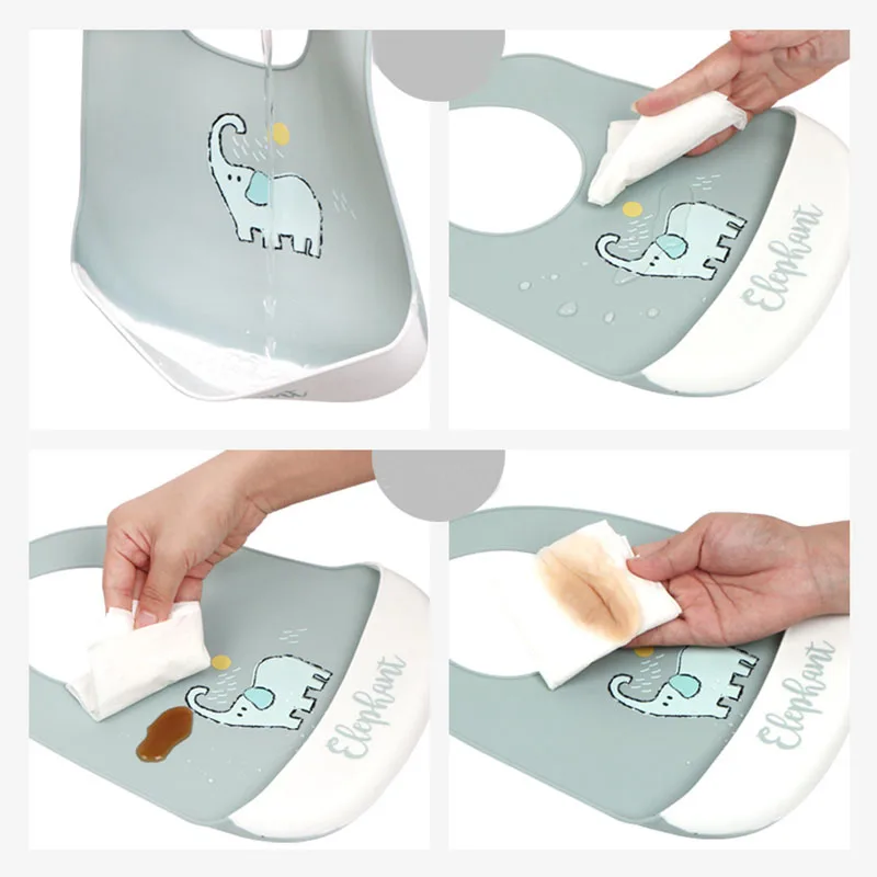 Silicone Baby Bibs Food Grade Adjustable Waterproof Baby Feedings Tableware Set Bib For Newborn Silicone Bibs For Girls Boys