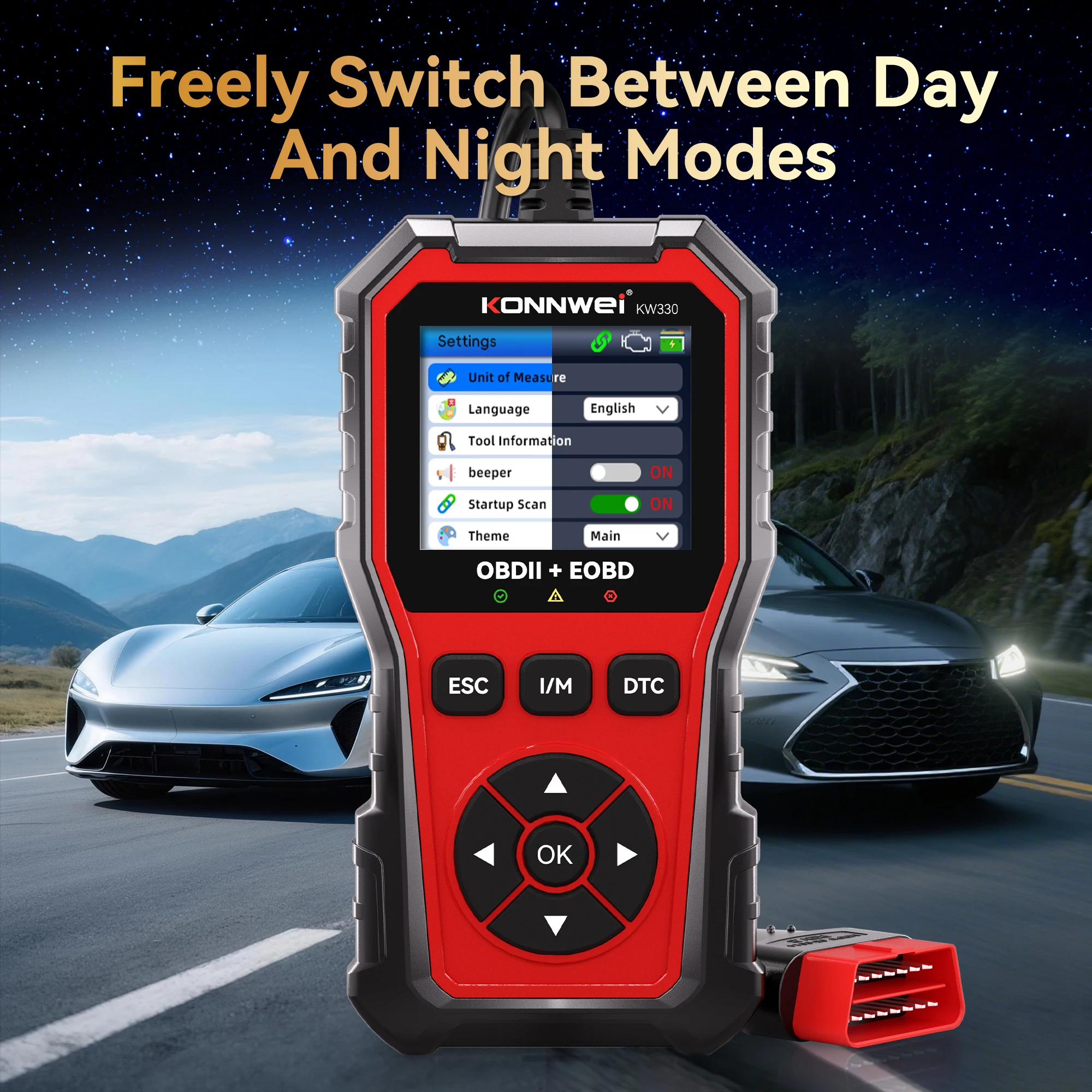 KONNWEI Car OBD2 Diagnostic Tool KW330, Professional Engine Battery Testing Fault Code Erase and Real Time Data Scanner Functions 2026 - Image 4
