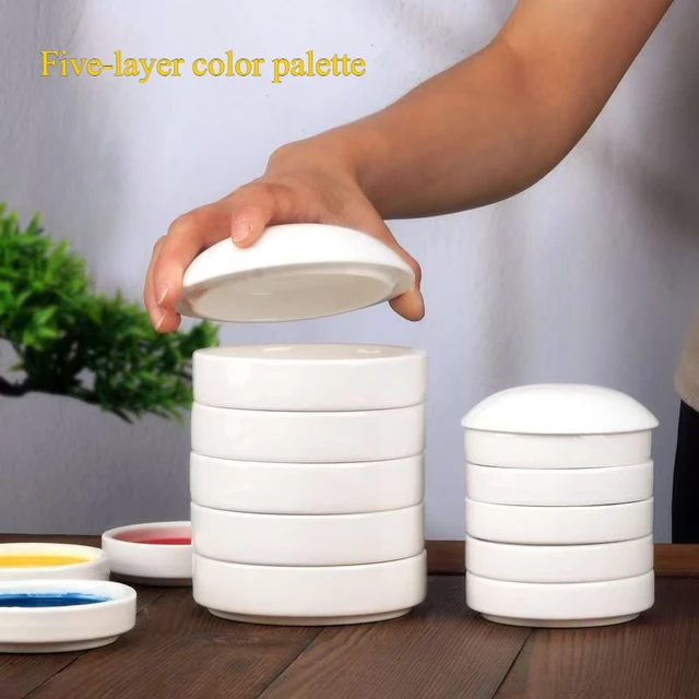 Ceramic Five-layer Color Palette Not Easy To Wear and Clean Easily for Orderly Placement of Pigments and Color Adjustments 2