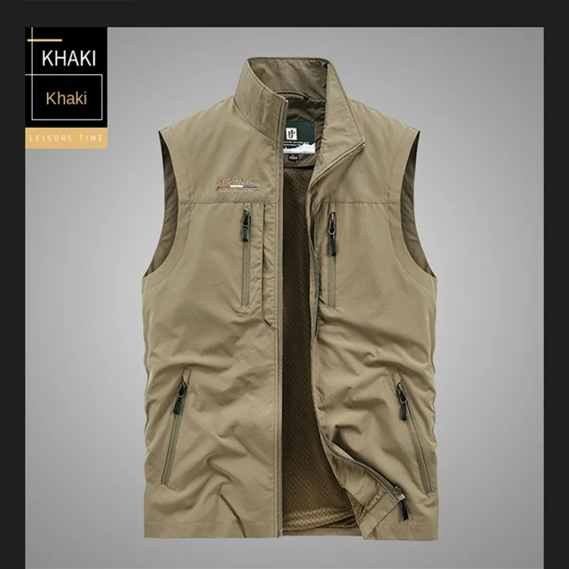 MAN VEST 남성용 민소매 재킷, 낚시 의류, 작업, 여름 사냥, 바이커, 오토바이, 무료 배송 코트, 메쉬 지퍼