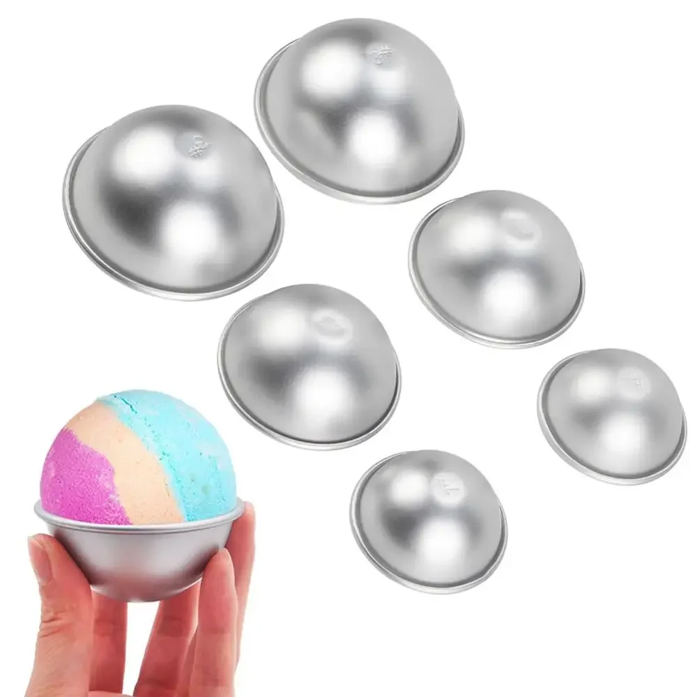 2PCS Round Aluminium Alloy Bath Bomb Molds DIY Tool Bath Bomb Salt Ball Homemade Crafting Gifts Semicircle Sphere Mold