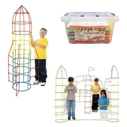 Blocs de Construction en paille 4D, blocs de Construction en plastique insérés, briques de couleur, jouets éducatifs précoces, cadeau 