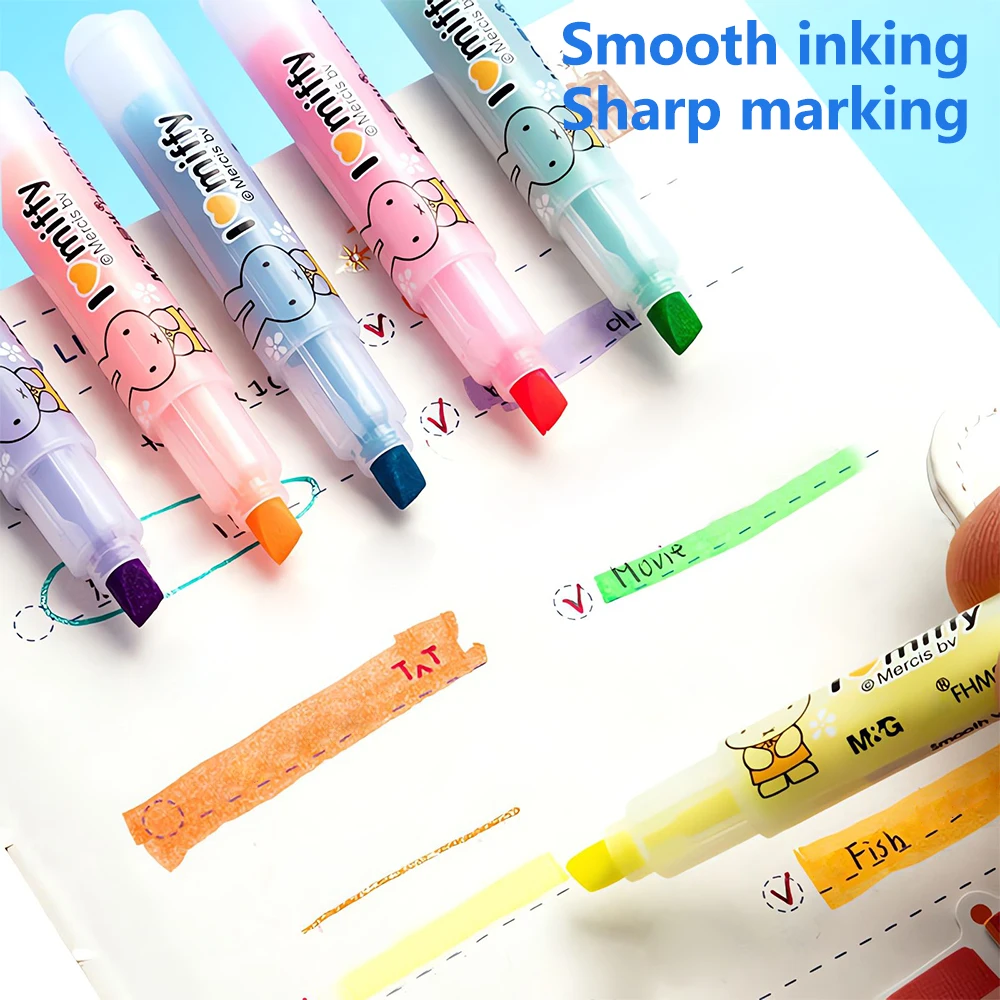 M&G 6 Colors Single Tip Highlighter Markers For Hand Drawing highlighter marker,art marker,marker pen