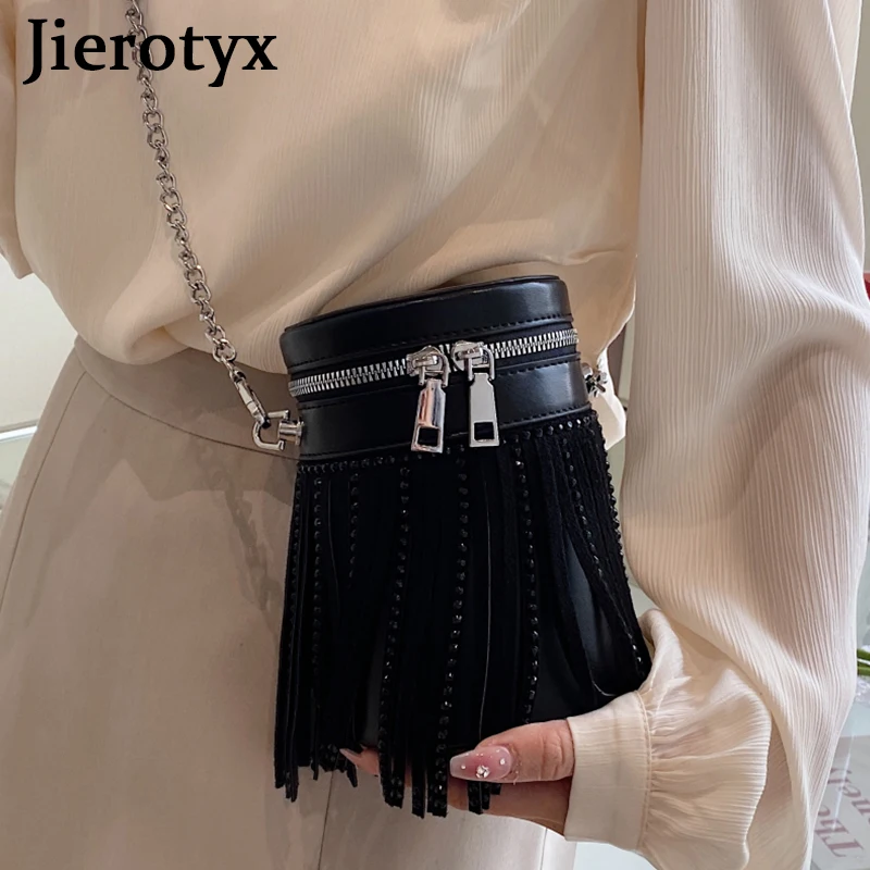 

Винтажные сумки JIEROTYX через плечо с кисточками для женщин брендовые Стразы сумки через плечо и сумочки в готическом стиле панк мини