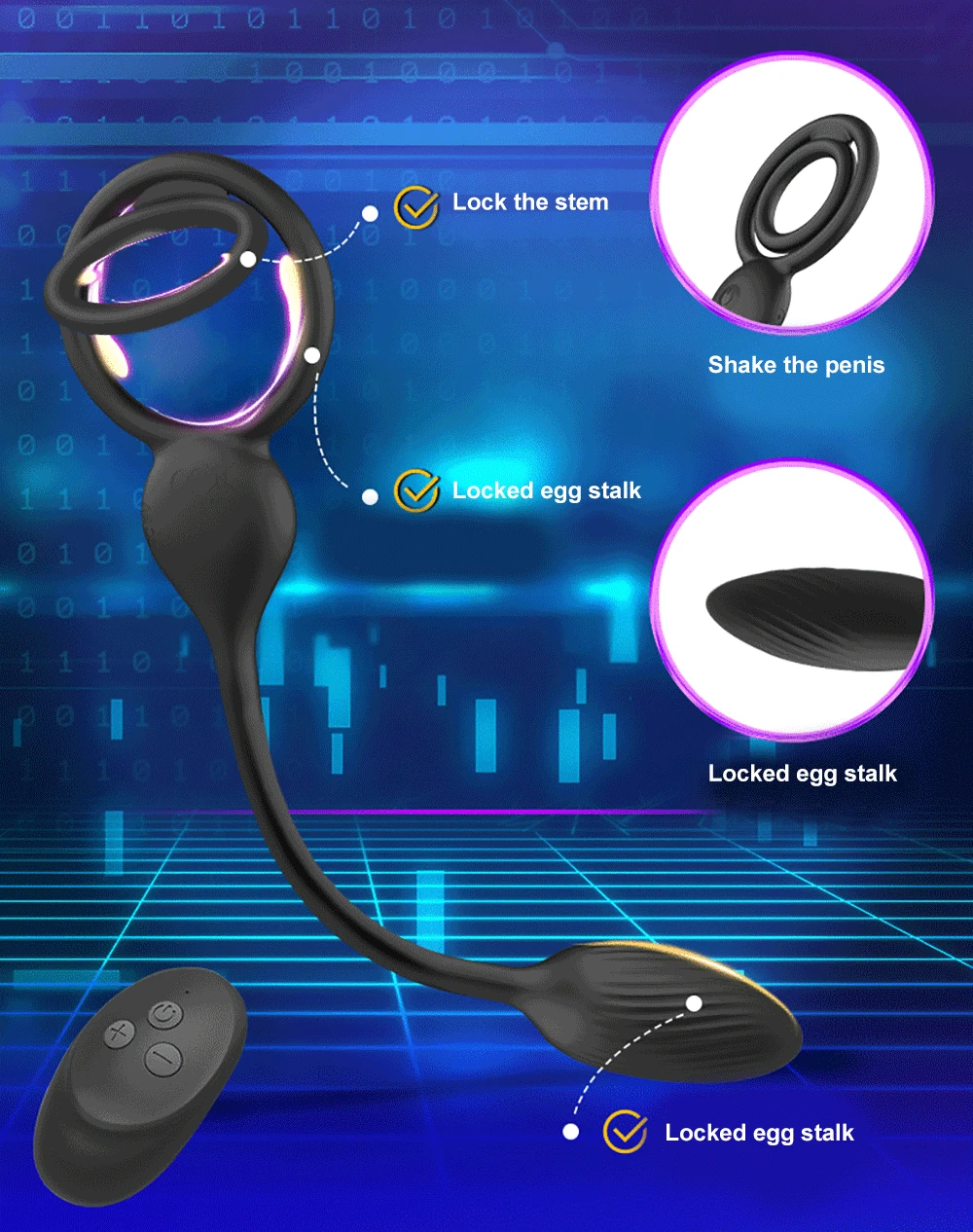 Anal Vibras Dildo Vibrating Male Prostate Massager Delay Ejaculation  Double Ring Butt Plug Toys for Men G_voghion.com