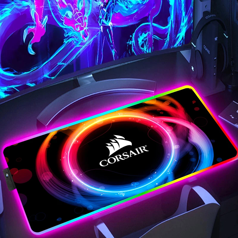 Computer Mouse Pad Gamer Corsairs Mousepad Rgb Gaming Accessories Desk Mat Office Keyboard Mats Xxl Large Mause Carpet 900x400