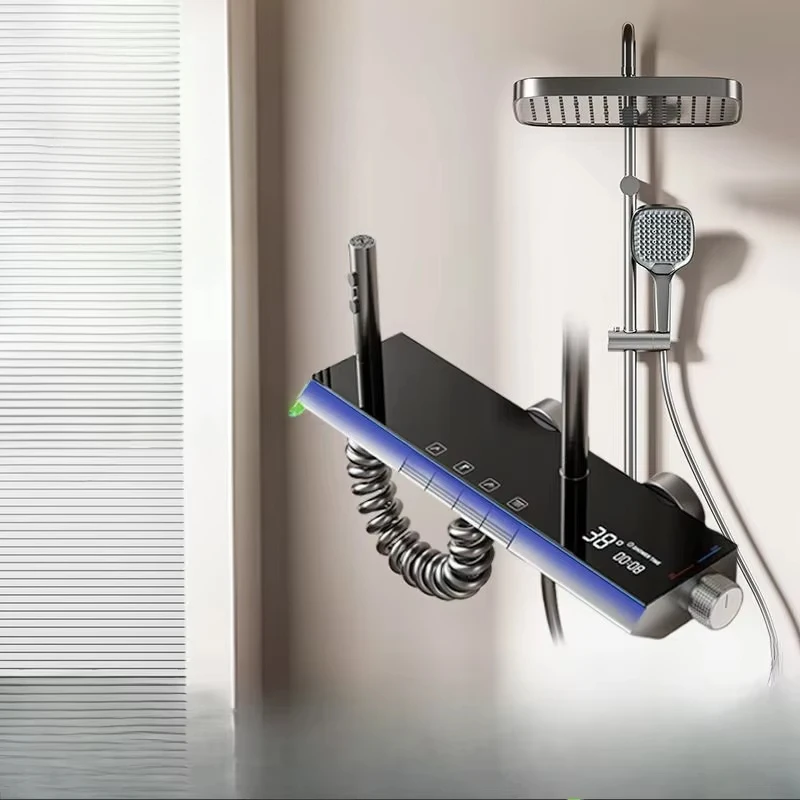 ห้องน้ําระบบ Drizzle ชุดพื้นที่อลูมิเนียมระบบ,จอแสดงผล LED Matte สีเทาฝักบัวอาบน้ําแรงดันสูงชุด Home 1