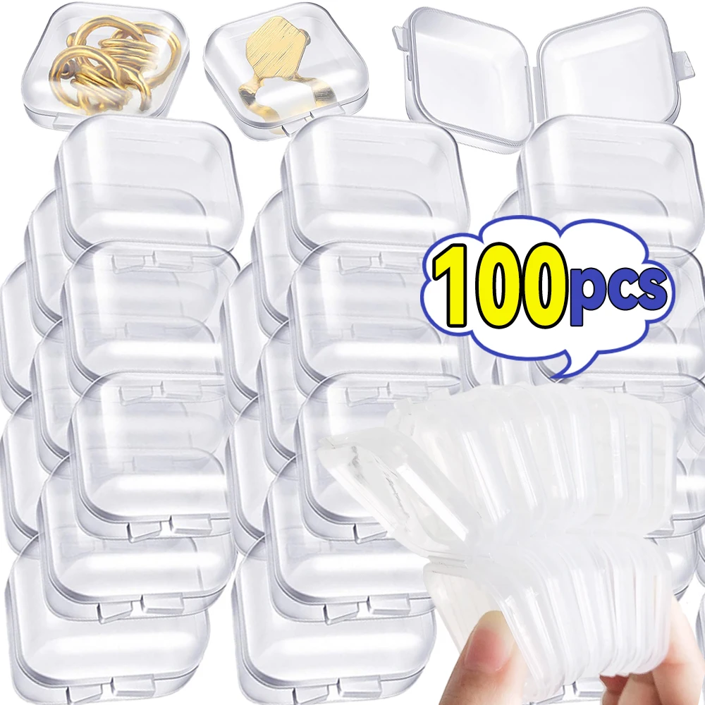 10-100PCS Mini Lagerung Box Transparent Kunststoff Schmuck Lagerung Boxen Container Tragbare Ohrring Ring Ohrstöpsel Verpackung Fall