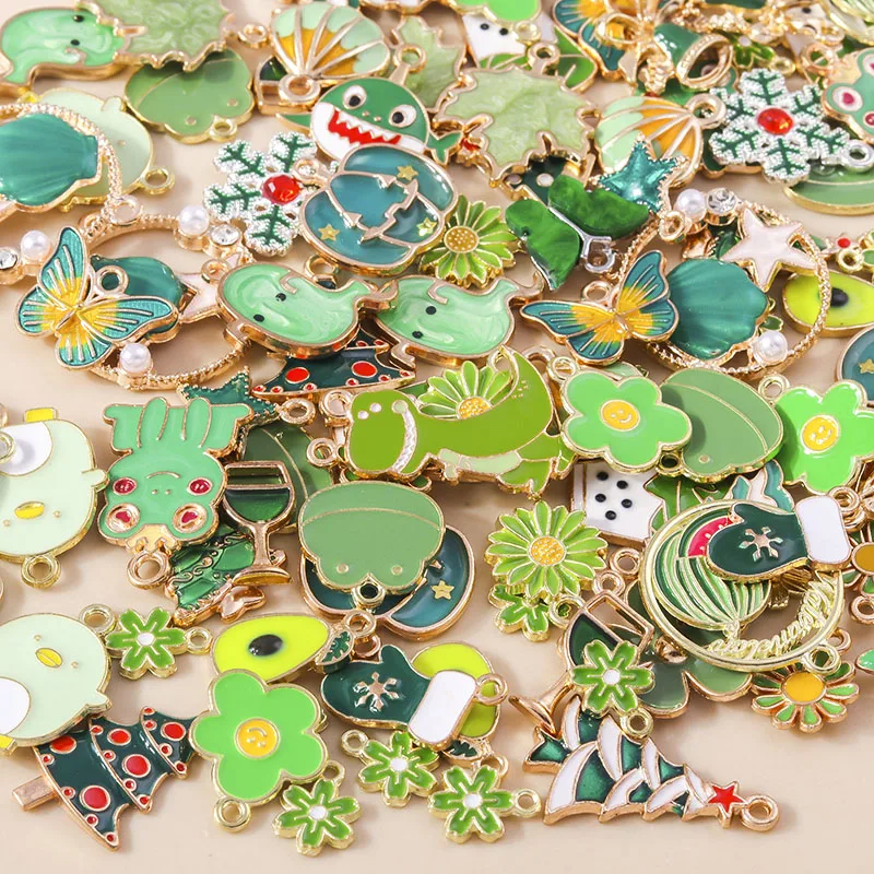 Mixed 10pcs Colorful Enamel Charms for DIY Jewelry Making Accessories Animals Flowers Pendants Handmade Necklace Earring Charms
