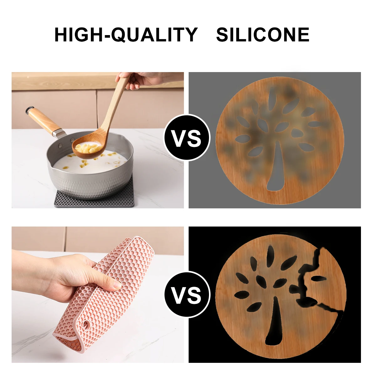 Square silicone honeycomb insulation mat 18cm BPA-free high temperature resistant easy to clean dishwasher safe