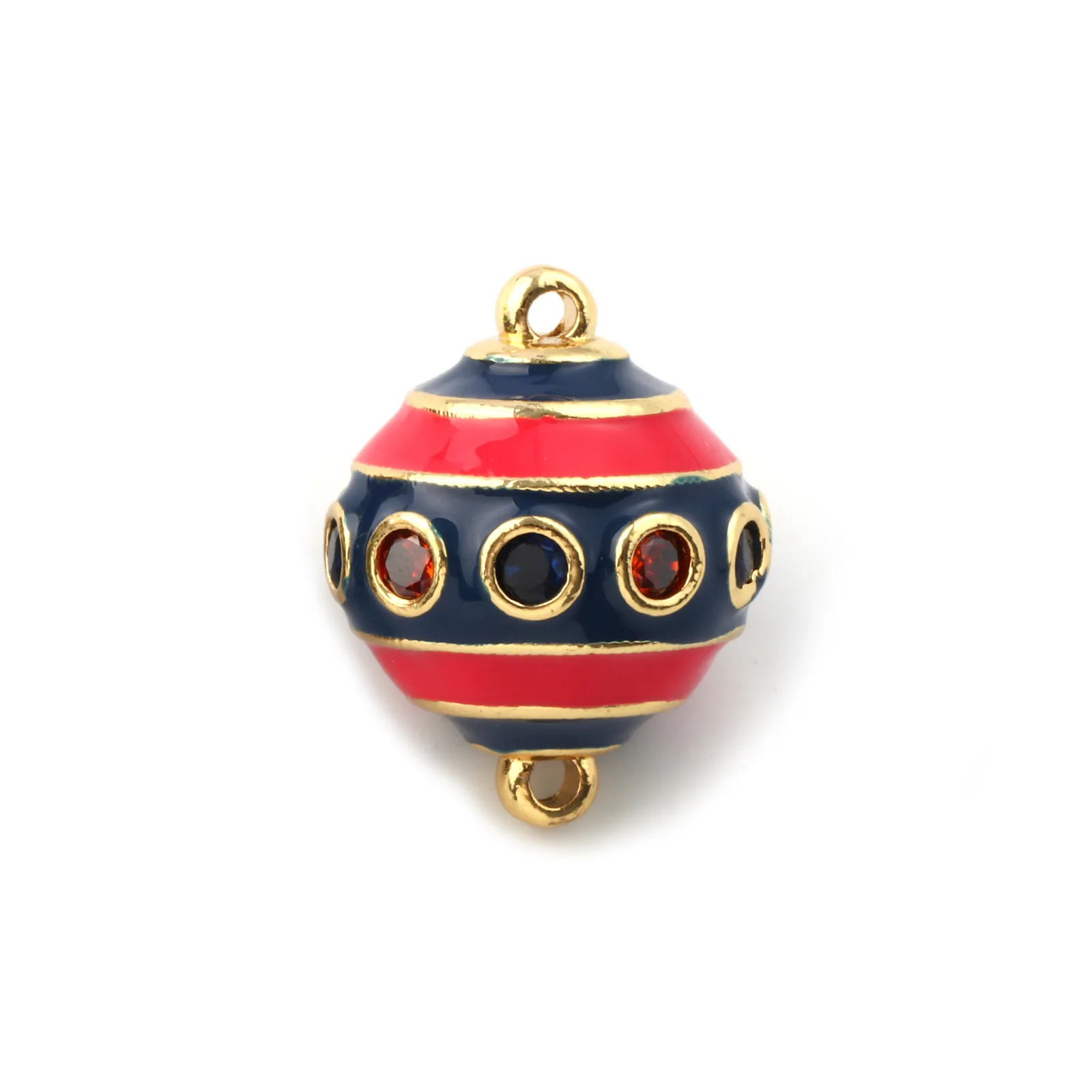 1 Stück Messing- und Zirkonia-Anschlüsse, Charms-Anhänger, 18 Karat vergoldet, Emaille-Kugelstreifen für die Herstellung von DIY-Halsketten, 26 mm x 20 mm – Detail 9