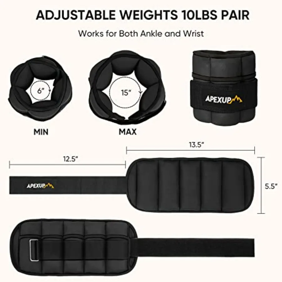 10lbs/Pair Adjustable Ankle Weights + Weighted Vest Men 20lbs Weights