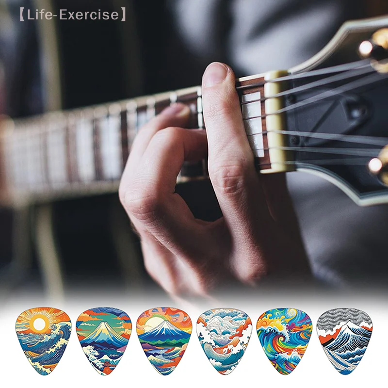 10Pcs/set Guitar Picks Premium ABS Material Dual-Sided Printing Shrapnel For Bass Ukulele Musical Instrument Accessories
