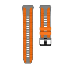 Dual - Color Breathable Silicone Watch Band, Soft 22mm Strap - Ultimate 1  2 (Orange gray)