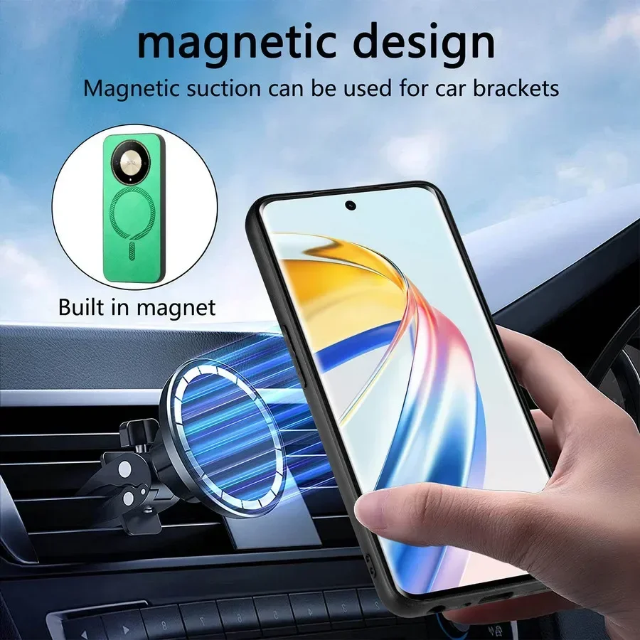 Luxury Leather Magnetic Smart Case for Wireless Charging - For Honor