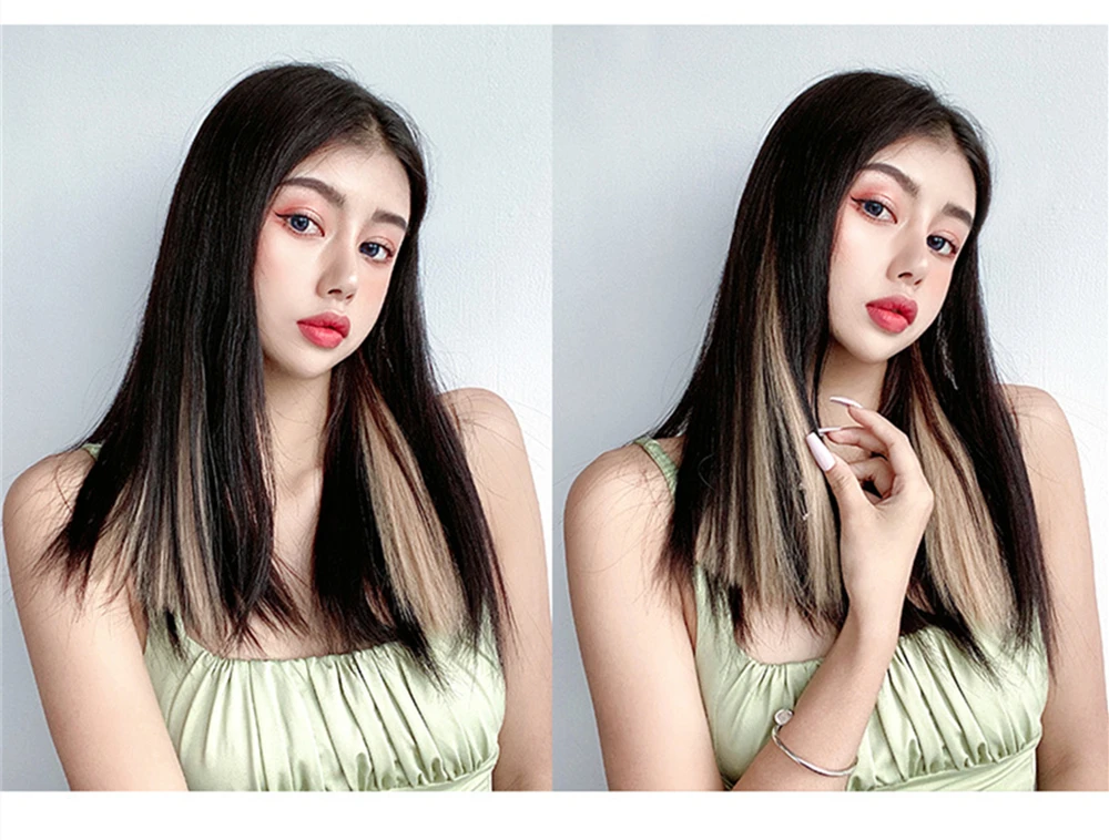 VaaJee Synthetic Clip Wigs Women Heat Resistant Straight Hair Extensions With Clips Multicolor Crochet Braid Hair For Teen Girls