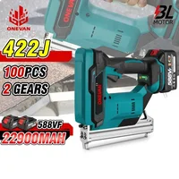 Cordless 2Gear Brushless Electric Nail Gun 422J U Nailer Stapler With 1 Set Nails Wookworking Power Tool For Makita 18V Battery 1